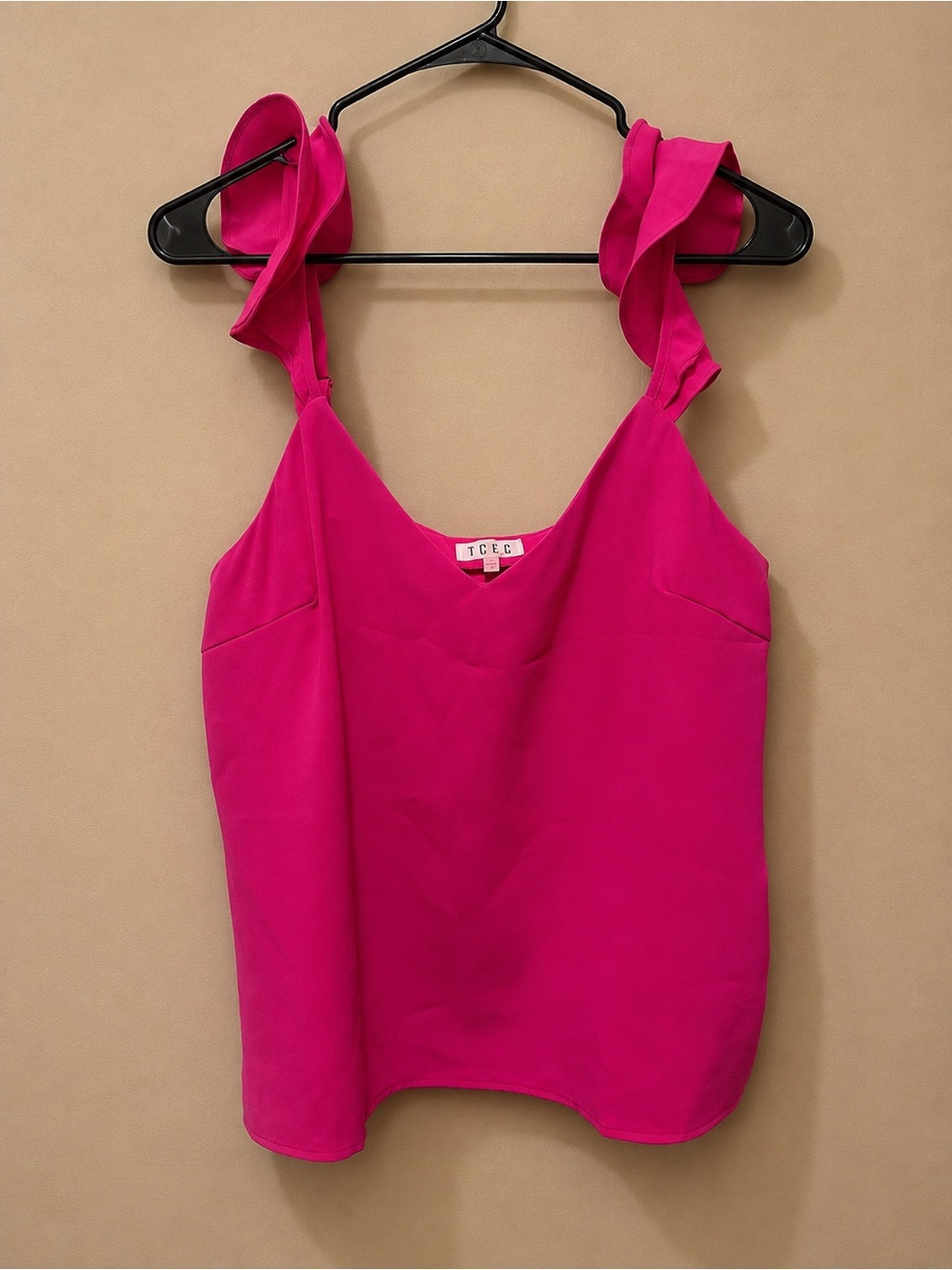 TCEC Hot Pink Ruffle Strap Camisole Top